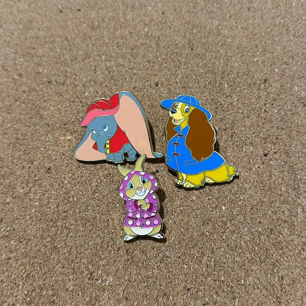 Disney Animals in Raincoats Blind Box Enamel Pin - 3 pack